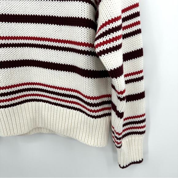 Madewell Cream and Red Cotton Cowl Turtleneck Sweater in stripe Size S - Picture 6 of 8